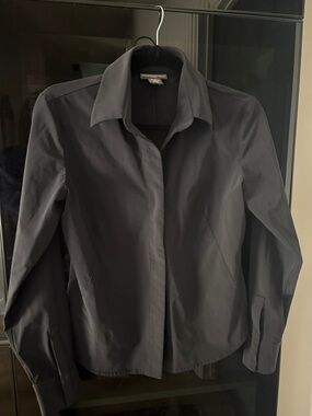 BANANA REPUBLIC Fitted Stretch Black Snap Up Collared Shirt Classic